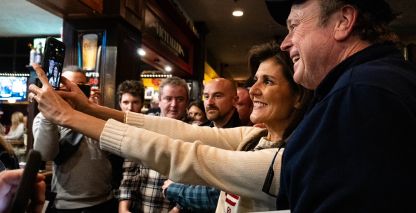 Nikki Haley with supporters in New Hampshire